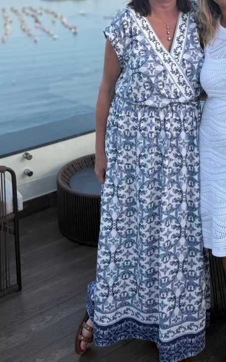 Vince Camuto Dresses & Skirts - Vince Camuto short sleeve faux wrap blue floral maxi dress size Medium